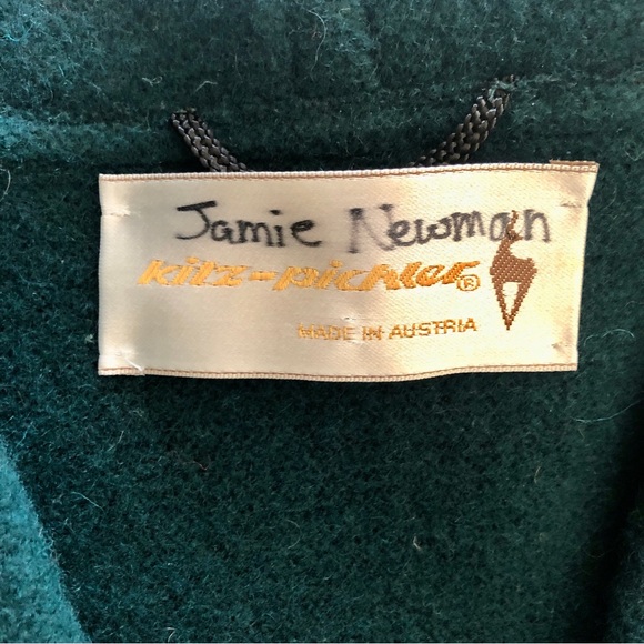 1960s Austrian Vintage Boiled Wool Jacket With Nickel Buttons Blue-Green w Navy - Picture 2 of 7